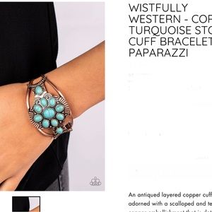 Paparazzi copper and turquoise crackle cuff bracelet- New